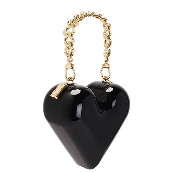 GCDS Heart Bag in Black New with Box Womens Gold Chain Mini Purse - Picture 2 of 14